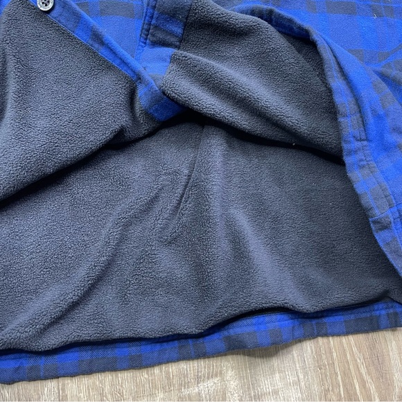 L.L. Bean Sherpa Lined Scotch Plaid Flannel Shirt Blue Black Mens Size XL Reg - Picture 10 of 13